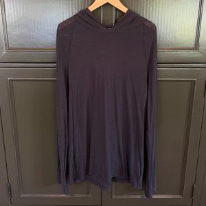 James Perse Cotton Linen Jersey Raglan Hoodie Grey/Black